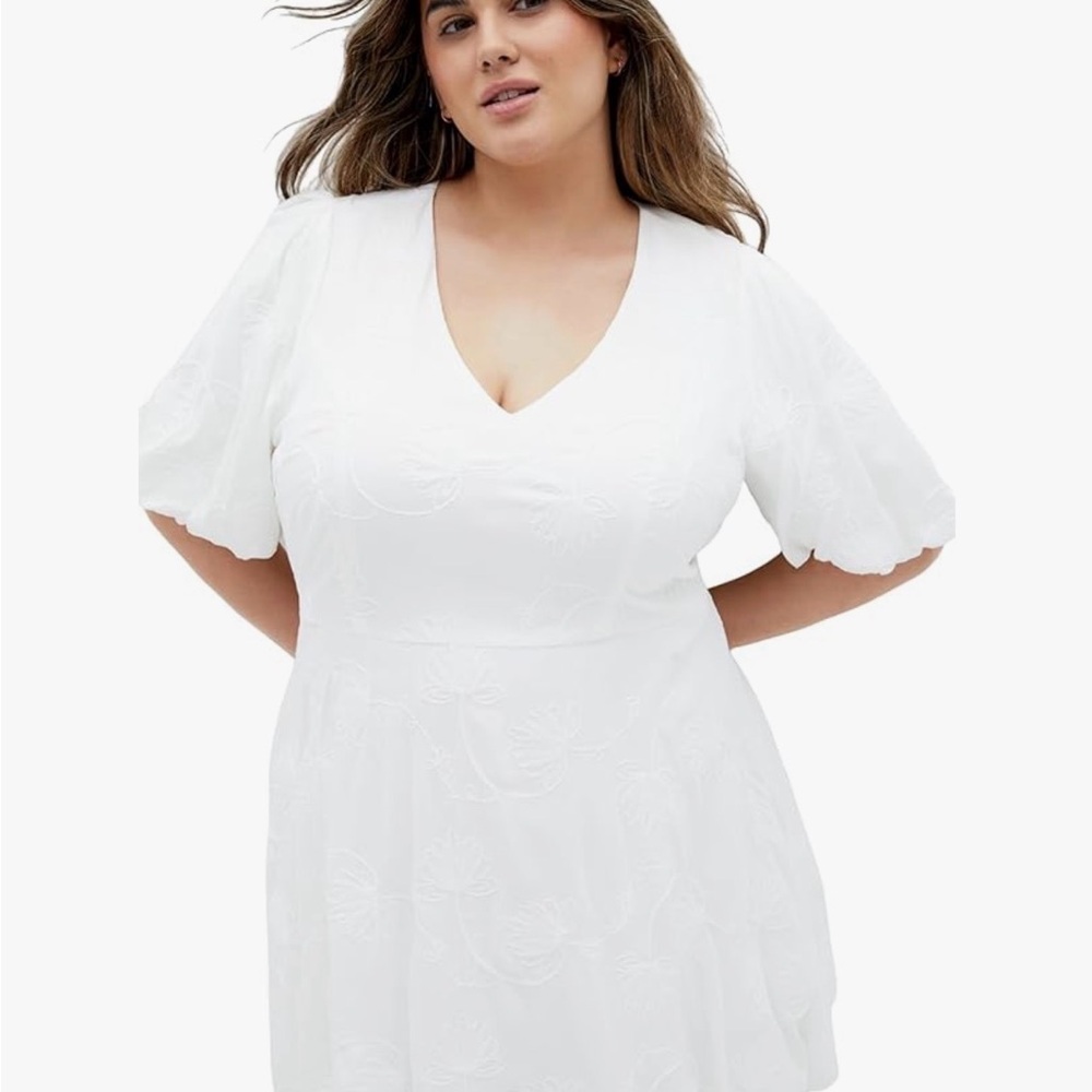 City Chic White V-Neck Mini Dress Perfect Plus Size Bridal Shower dress